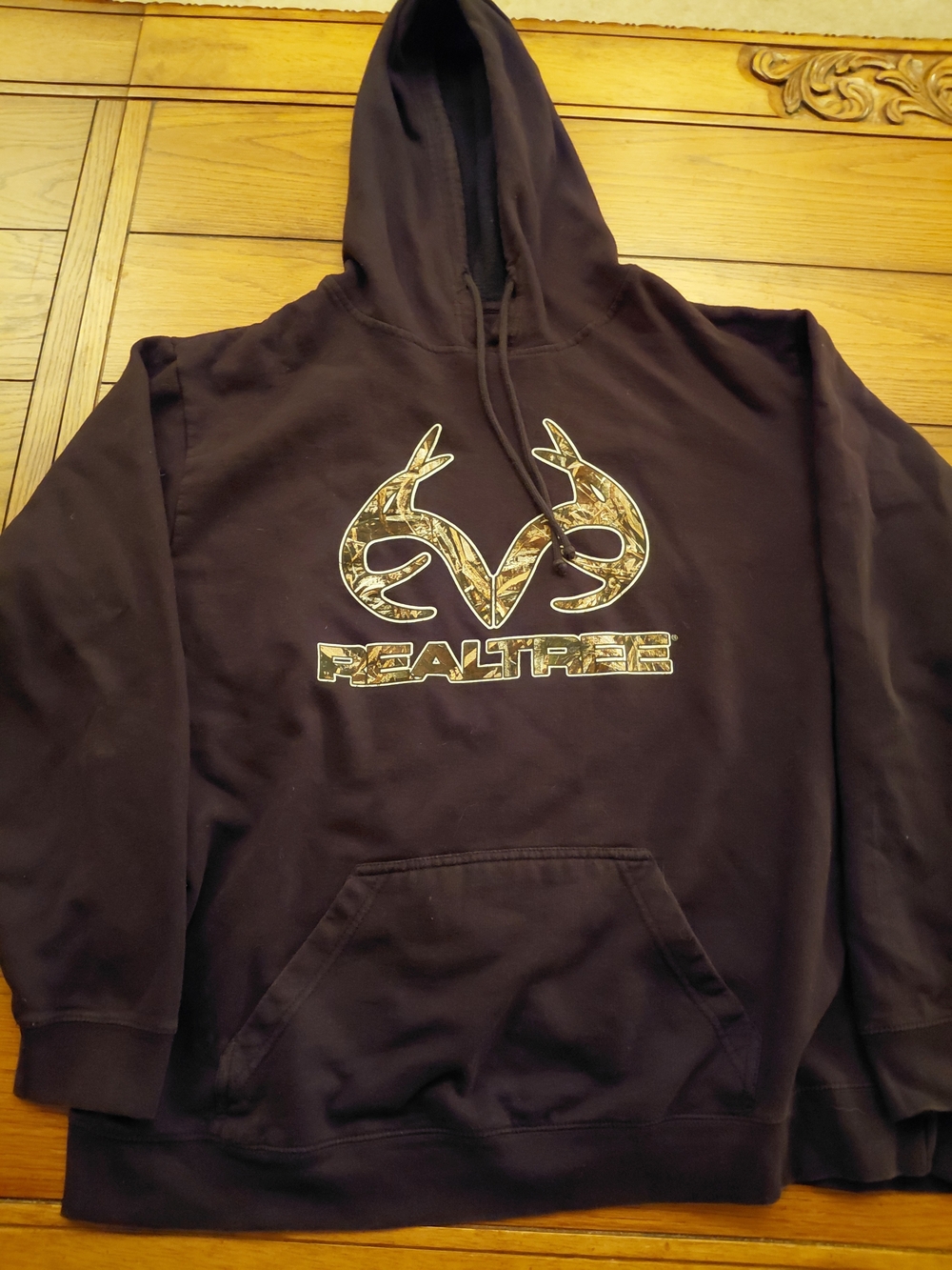 Realtree Black Hooded Pullover with Camo Logo